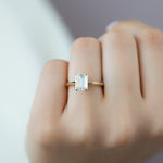 Load image into Gallery viewer, Emerald Cut Hidden Halo Engagement Ring