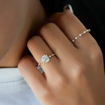 Load image into Gallery viewer, 1.0CT Cushion Diamond Moissanite Petite Pave Engagement Ring