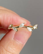 Load image into Gallery viewer, 2 x 4 Marquise Cut Moissanite Wedding Band Anniversary Leaf Band Gift For Her