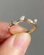 Load image into Gallery viewer, 2 x 4 Marquise Cut Moissanite Wedding Band Anniversary Leaf Band Gift For Her