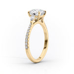 Load image into Gallery viewer, 1.0CT Cushion Diamond Moissanite Three Stone Pave Engagement Ring