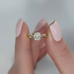 Load image into Gallery viewer, 1.50 CT Elongated Cushion Cut Nature Inspired Moissanite Diamond Engagement Ring