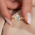 Load image into Gallery viewer, 1.50 CT Emerald Cut Nature Inspired Moissanite Diamond Engagement Ring