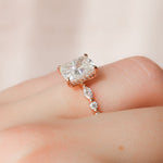 Load image into Gallery viewer, 2.50 CT Elongated Cushion Cut Moissanite Hidden Halo Engagement Ring