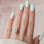 Load image into Gallery viewer, 2 Elongated Cushion Cut Moissanite Hidden Halo Engagement Ring