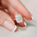 Load image into Gallery viewer, 3 CT Elongated Cushion Cut Moissanite Hidden Halo Engagement Ring In 18K Solid Two Tone Gold Ring