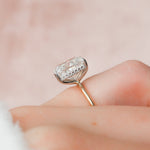 Load image into Gallery viewer, 3 CT Elongated Cushion Cut Moissanite Hidden Halo Engagement Ring In 18K Solid Two Tone Gold Ring