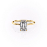 Load image into Gallery viewer, 1.50 CT Emerald Cut Cluster Moissanite Diamond Solitaire Engagement Ring
