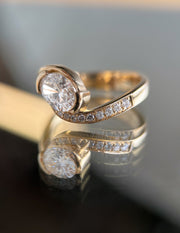 2.0CT Oval Cut Moissanite Unique Pave Diamond Engagement Ring