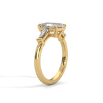 Load image into Gallery viewer, 1.50 CT Emerald Cut Three Stone Moissanite Diamond Engagement Ring
