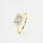 Load image into Gallery viewer, 2 CT East West Emerald Bezel Solitaire Moissanite Engagement Ring