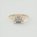 Load image into Gallery viewer, 2 CT East West Emerald Bezel Solitaire Moissanite Engagement Ring