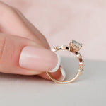 Load image into Gallery viewer, 2 CT Emerald Cut Moissanite Distance Pave Engagement Ring 18K Solid Yellow Gold Ring