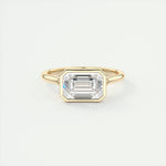 Load image into Gallery viewer, 2 CT East West Emerald Bezel Solitaire Moissanite Engagement Ring