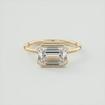 Load image into Gallery viewer, 3 CT Emerald Flush Stacking Half Bezel Solitaire Moissanite Engagement Ring