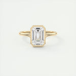 Load image into Gallery viewer, 3.50 CT Split Shank Emerald Bezel Set Solitaire Engagement Ring