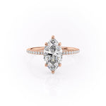 Load image into Gallery viewer, 2 CT Marquise Lab Grown Pave Hidden Halo Engagement Ring
