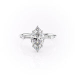 Load image into Gallery viewer, 2.5 CT Marquise Moissanite Distance Pave Hidden Halo Engagement Ring