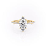 Load image into Gallery viewer, 3 CT Marquise Lab Grown 6 Prong Pave Engagement Ring