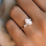 Load image into Gallery viewer, 3.50 CT Oval Cut Three Stone Moissanite Engagement Ring in 14K White Gold