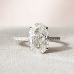 Load image into Gallery viewer, 3.50 CT Oval Cut Hidden Halo Moissanite Engagement Ring