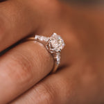 Load image into Gallery viewer, 3.50 CT Oval Cut Three Stone Moissanite Engagement Ring in 14K White Gold