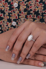 Load image into Gallery viewer, 2.50 CT Oval Cut Hidden Halo Moissanite Engagement Ring