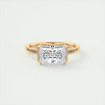 Load image into Gallery viewer, 2.50 East West Radiant Half Bezel Solitaire Moissanite Engagement Ring