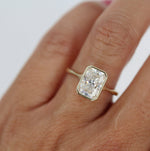 Load image into Gallery viewer, 3 ct Radiant Cut Solitaire Moissanite Bezel Diamond Engagement Ring