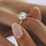 Load image into Gallery viewer, 2 CT Round Flush Stacking Low Profile Solitaire Moissanite Engagement Ring