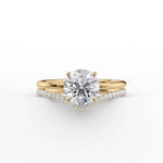 Load image into Gallery viewer, 2 CT Round Cut Hidden Halo Moissanite Diamond Ring With Matching Wedding Band