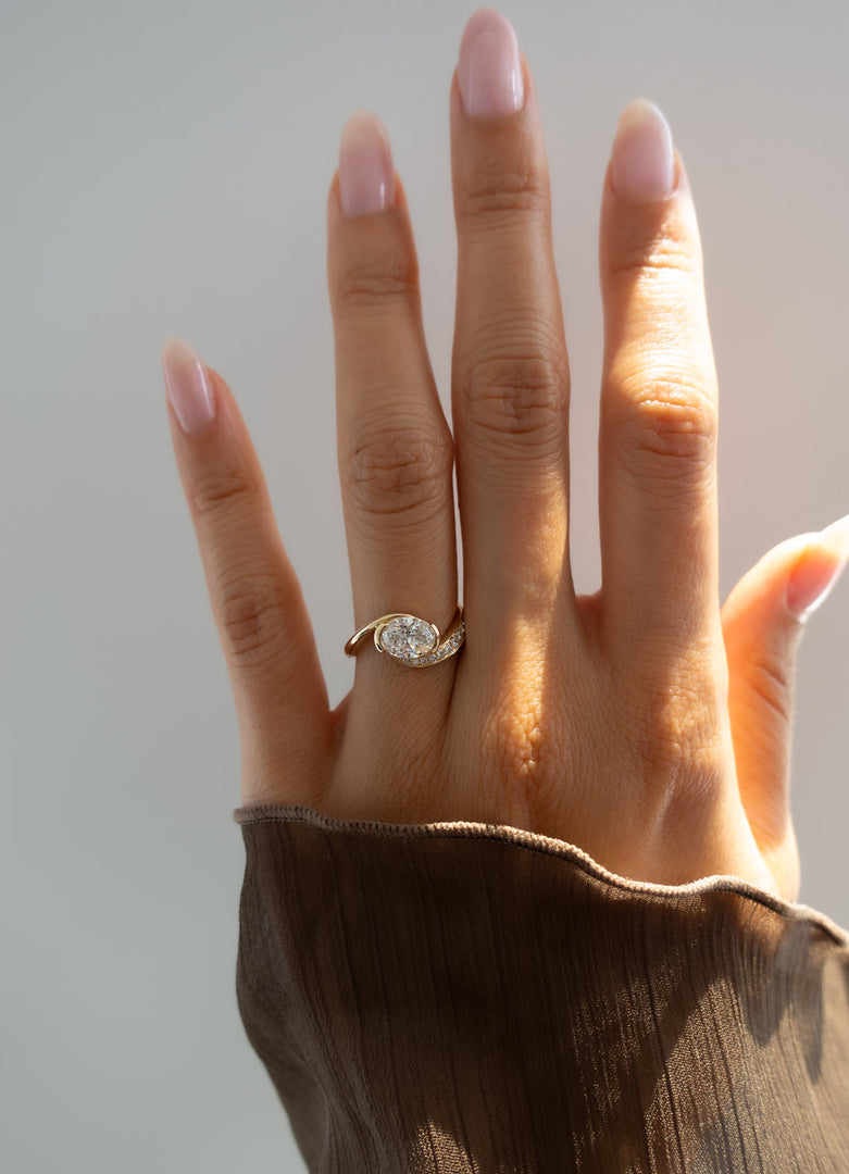 2.0CT Oval Cut Moissanite Unique Pave Diamond Engagement Ring