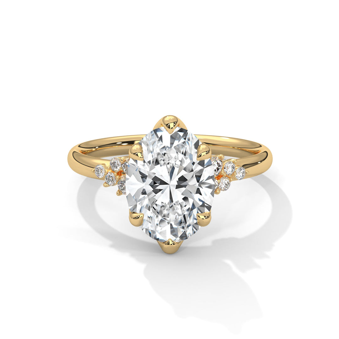 3.50 CT Oval Cut Unique Cluster Moissanite Diamond Engagement Ring