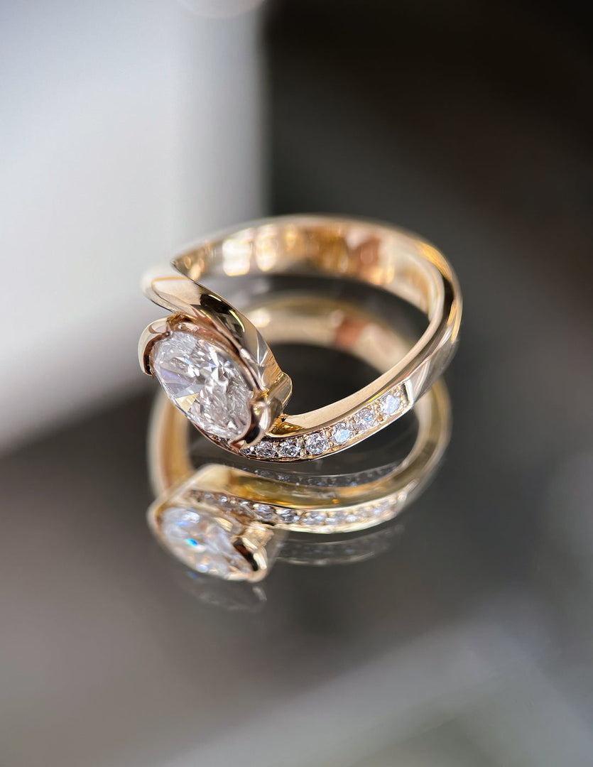 2.0CT Oval Cut Moissanite Unique Pave Diamond Engagement Ring