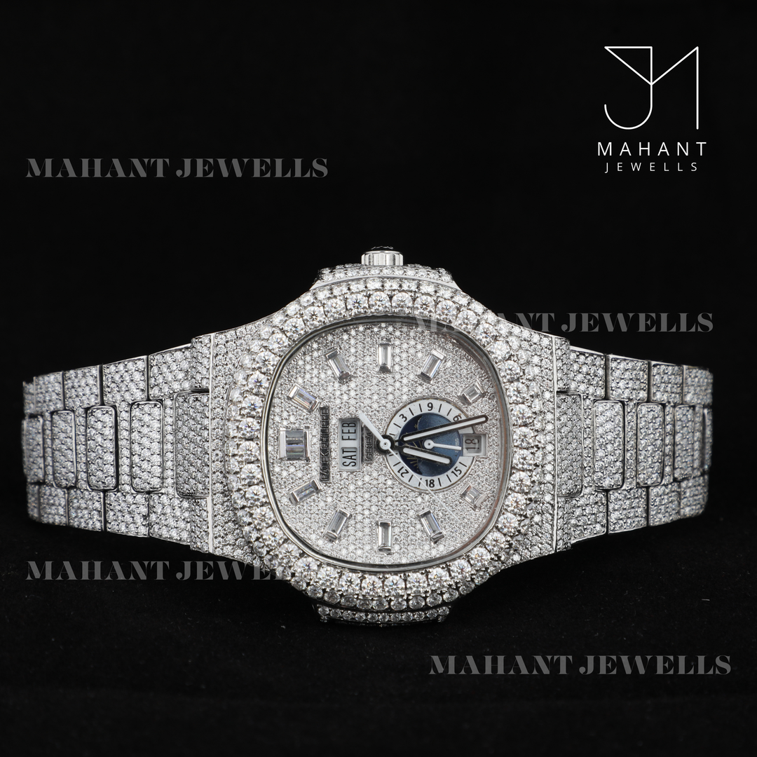 VVS Ice Crushed Moissanite Diamond Watch Perfect Gift For Husbund