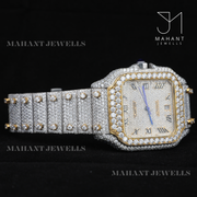 Square Dial Moissanite Watch With Roman Dial With Fully Ice Out Band