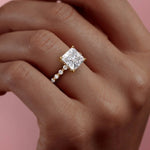 Load image into Gallery viewer, 1.50 CT Princess Cut Solitaire Moissanite Diamond Pave Engagement Ring