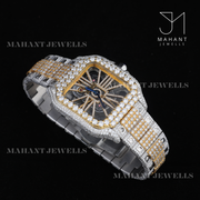Fully VVS Moissanite Studded Two Tone Skeleton Diamond Watch
