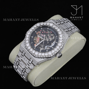 Timeless 41mm Skeleton White Dial Moissanite Watch