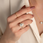Load image into Gallery viewer, 1.50 CT Pear Cut Cigar Moissanite Diamond Engagement Ring