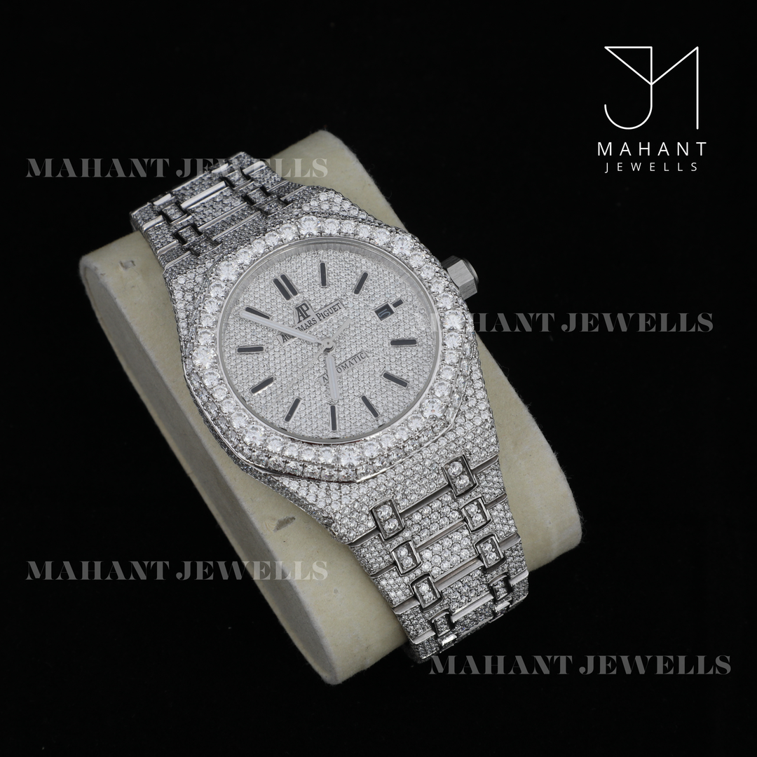 Iced Out VVS Moissanite Diamond Roman Dial Wrist Watch