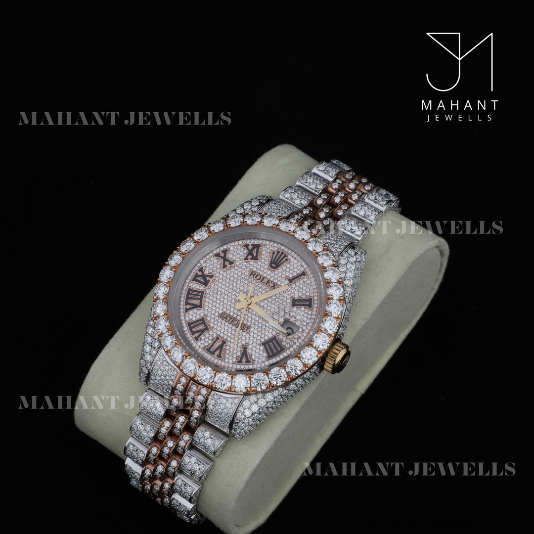 Date Just Automatic Movement Moissanite Diamond Dial Hip Hop Watch