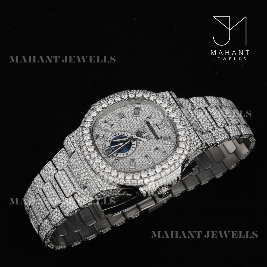 VVS Ice Crushed Moissanite Diamond Watch Perfect Gift For Husbund