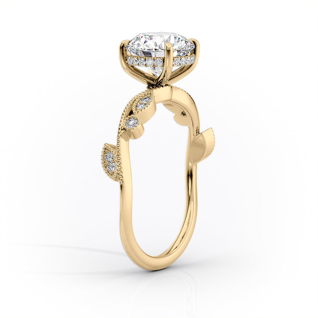 1.50 CT Round Cut Nature Inspired Moissanite Engagement Ring For Her