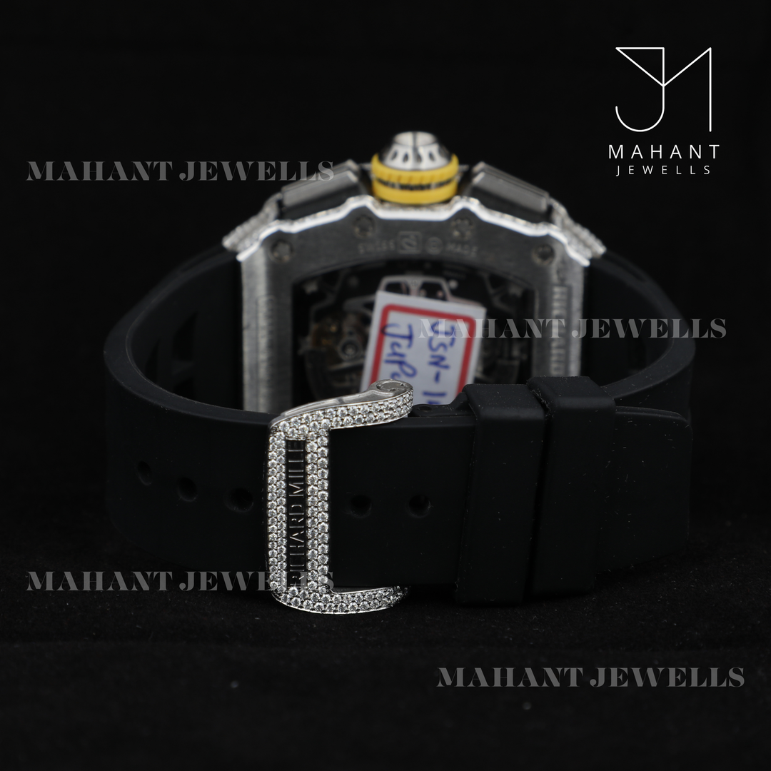 Bling Bling VVS Moissanite Black Strap Branded Watch