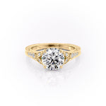 Load image into Gallery viewer, 2.0CT Round Cut Milgrain Vintage Moissanite Diamond Engagement Ring