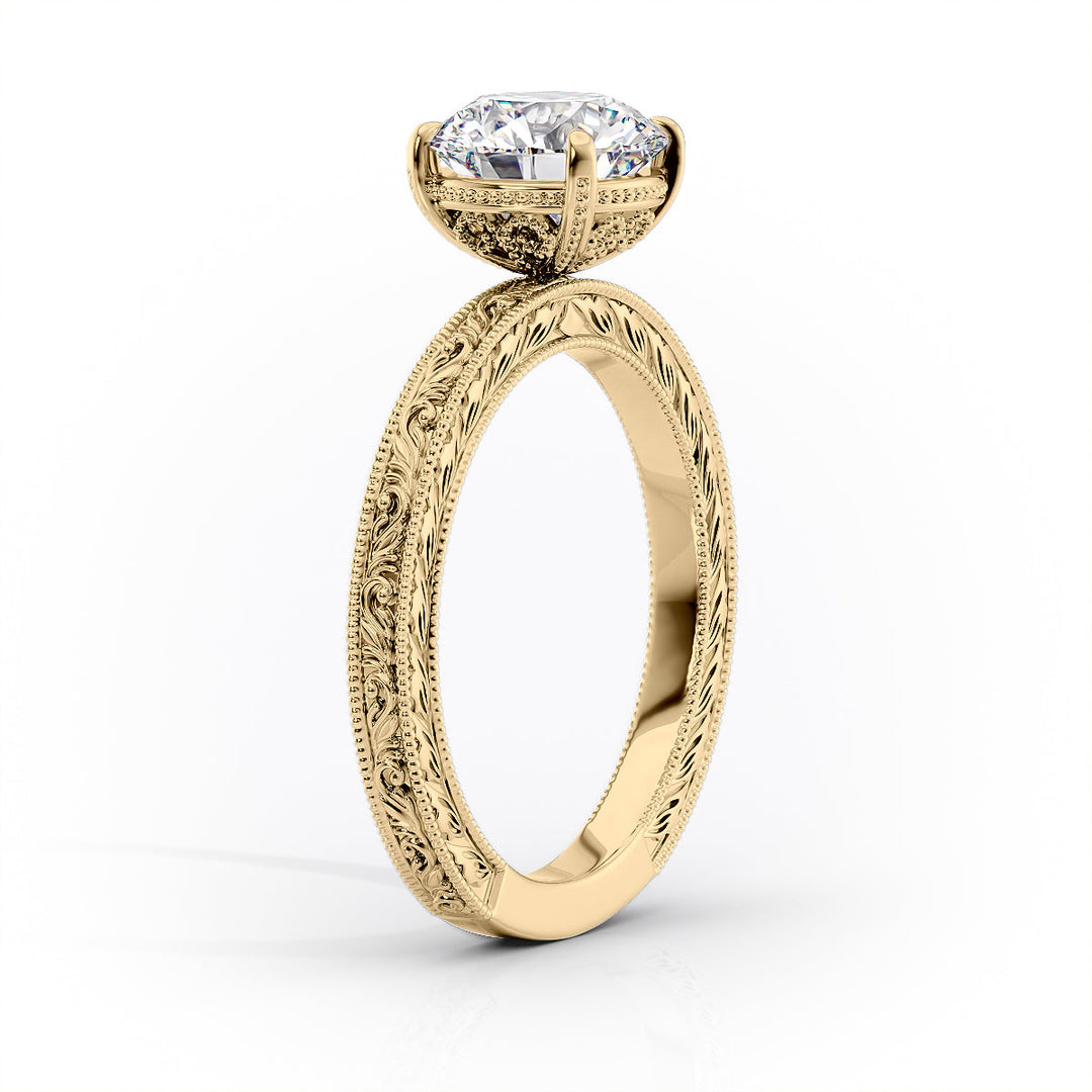 1.50 CT Round Cut Vintage Moissanite Diamond Engagement Ring