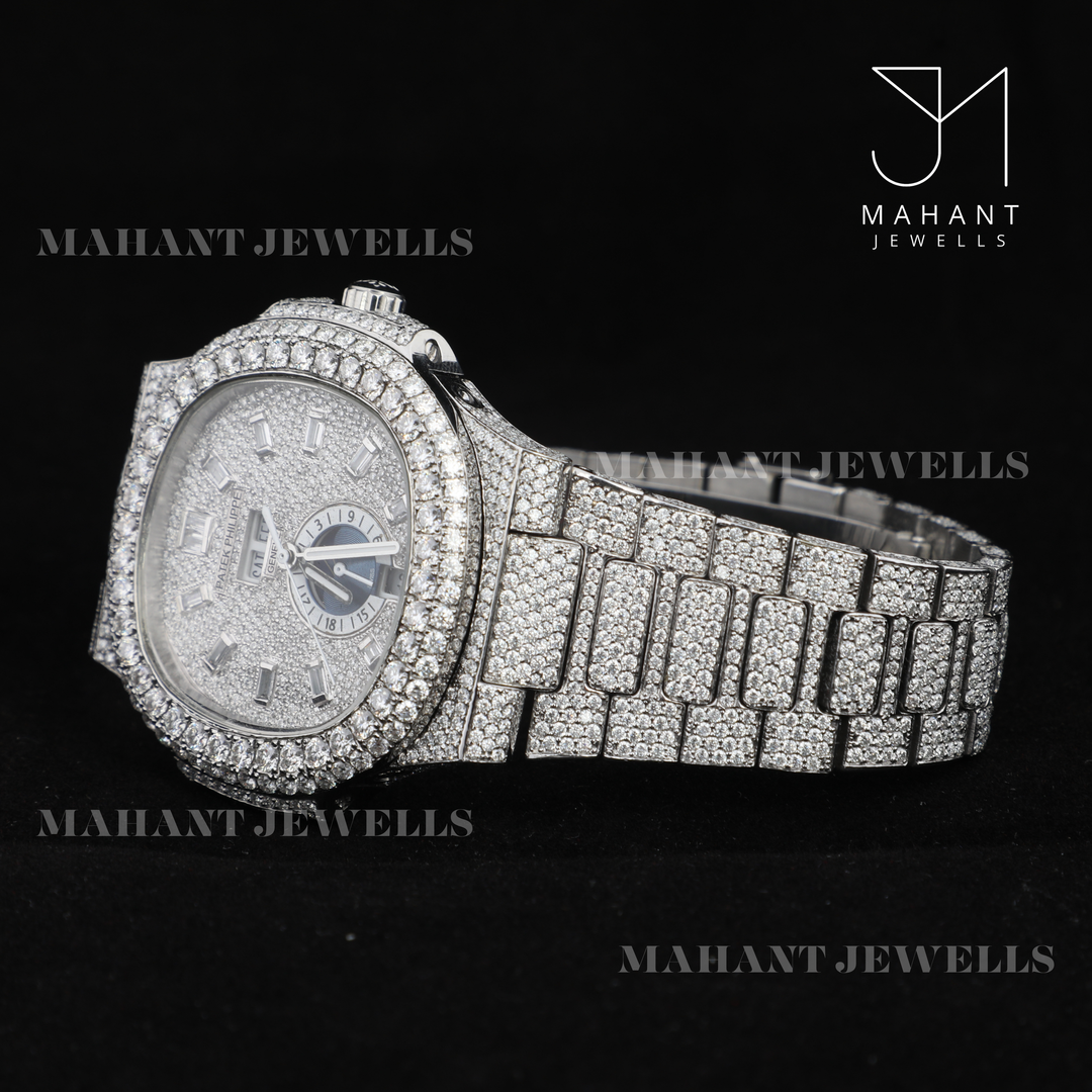 VVS Ice Crushed Moissanite Diamond Watch Perfect Gift For Husbund