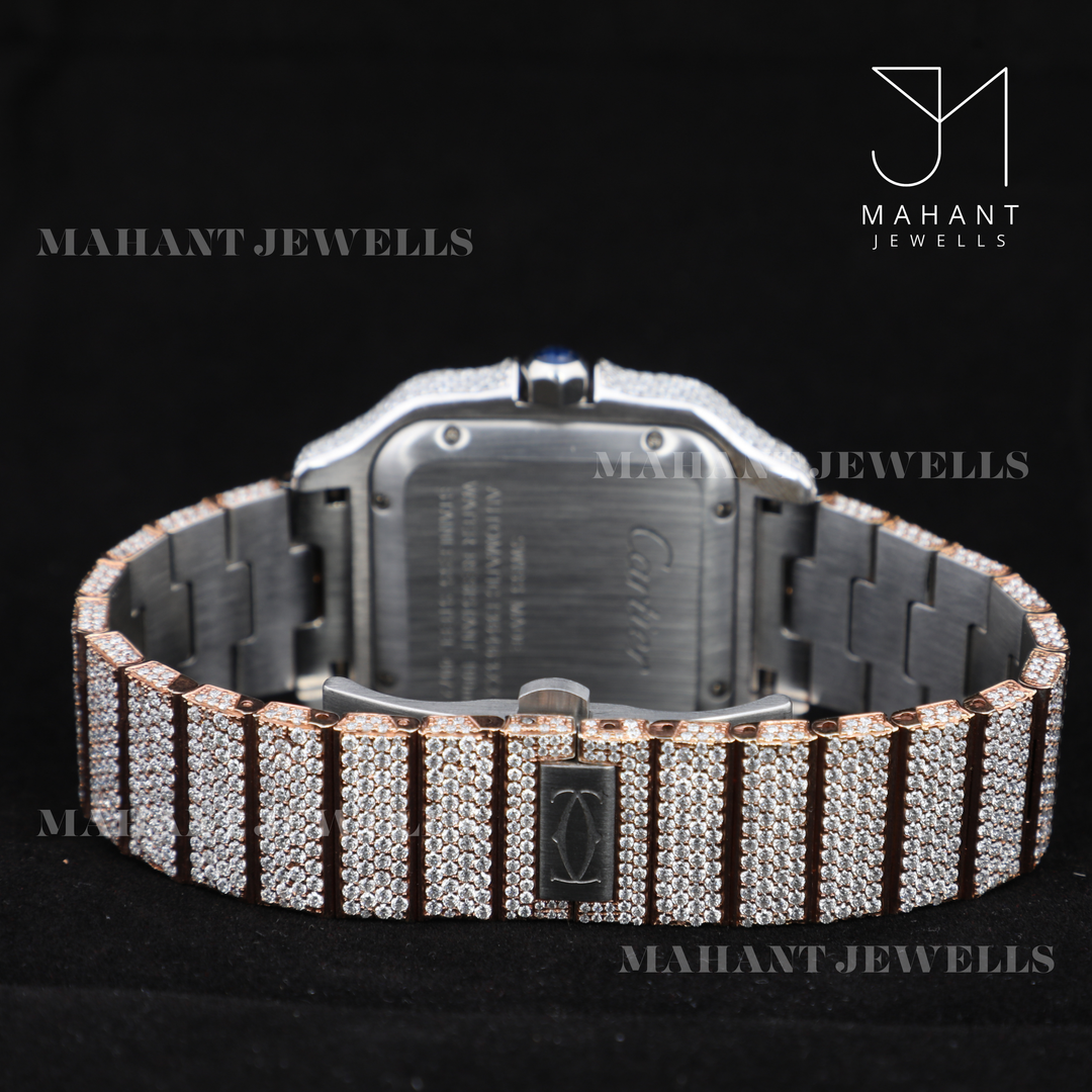 Full Body Diamond Moissanite Watch With Roman Dial