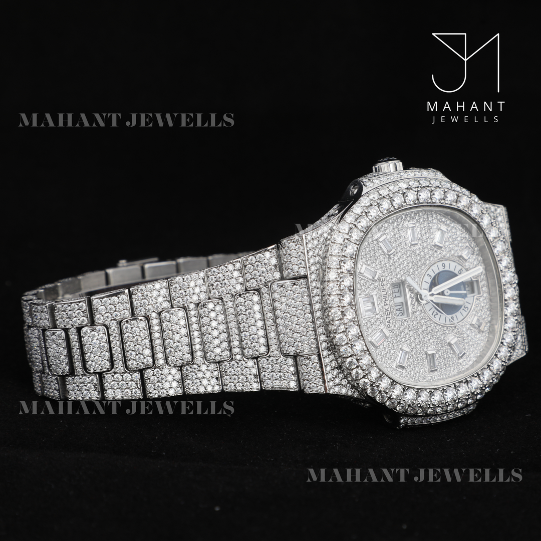 VVS Ice Crushed Moissanite Diamond Watch Perfect Gift For Husbund